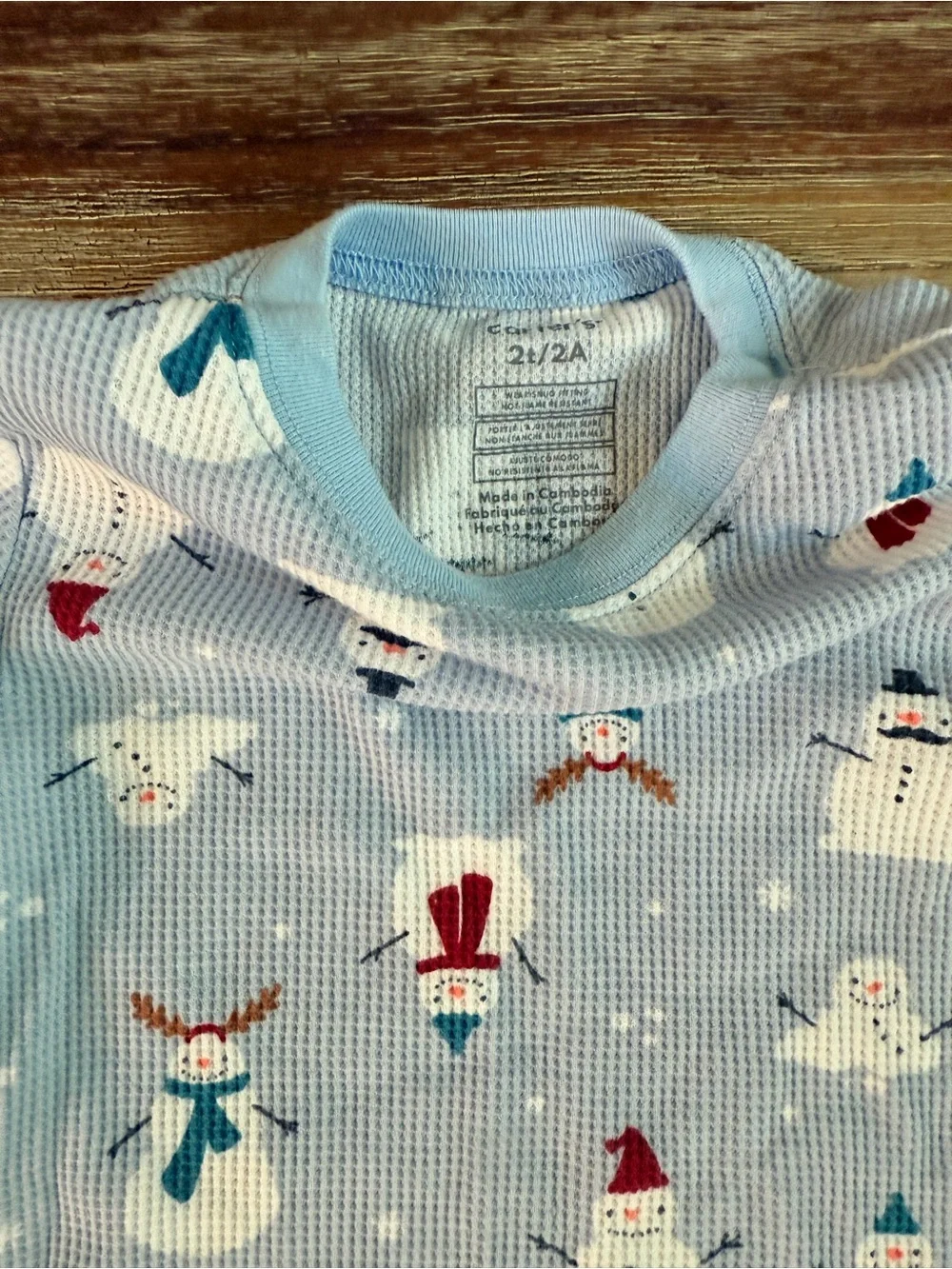 Carter’s Holiday Christmas Snowman Waffle Pajamas